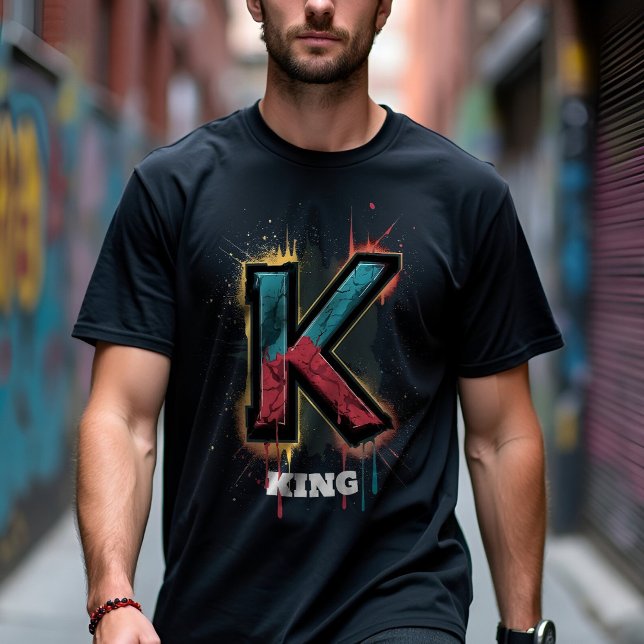 Dripping K: Bold One-Letter Customizable Graffiti T-Shirt (Creator Uploaded)