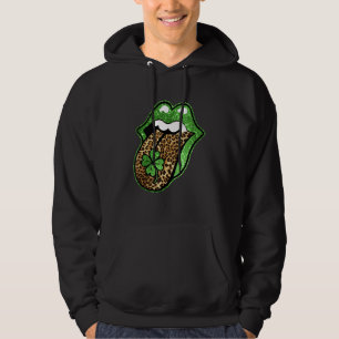 Dripping Lip Biting Shamrock Green Leopard St Patr Hoodie