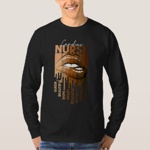 Dripping Lips Afro Black Cardiac Nurse Queen Nurse T-Shirt