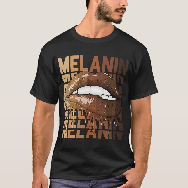 Dripping Lips Black History Queen BHM Melanin T-Shirt (Front)
