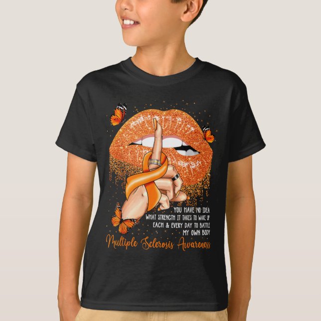 Dripping Lips Butterflies Multiple Sclerosis Aware T-Shirt (Front)