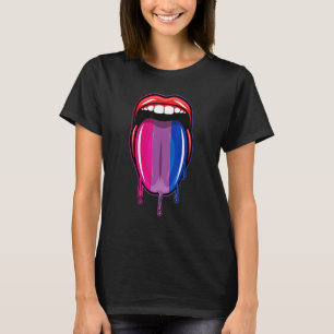 Dripping Lips Tongue Bisexual Pride Bisexuality Fl T-Shirt