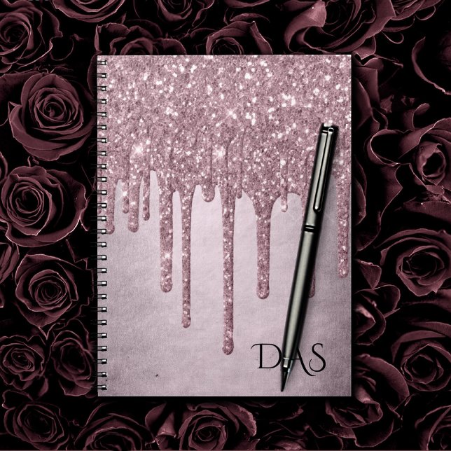 Dripping Mauve Glitter | Dusty Pink Melt Monogram Notebook (Creator Uploaded)