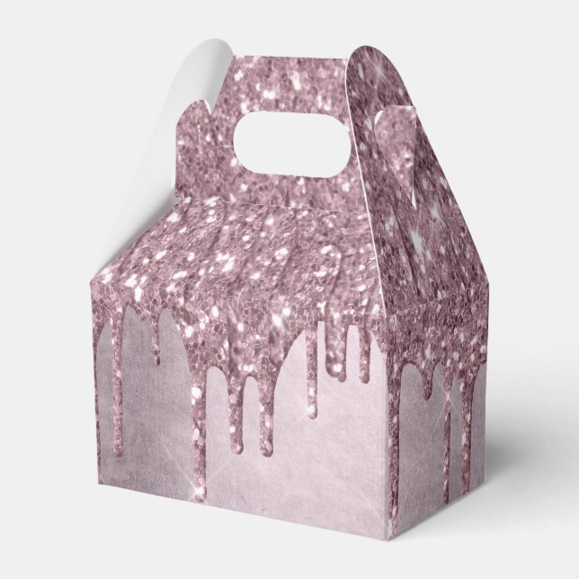 Dripping Mauve Glitter | Dusty Pink Melt Shimmer Favor Box (Front Side)