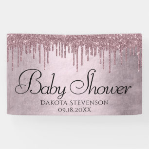 Dripping Mauve Glitter Dusty Pink Melt Shower Banner