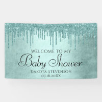 Dripping Mint Glitter | Aqua Teal Melting Shower