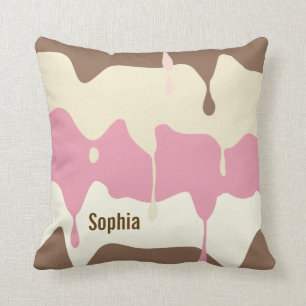 Dripping Neapolitan Ice Cream Personalized Throw Pillow
