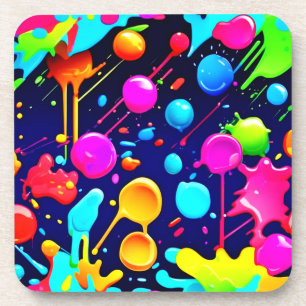 Dripping Neon Ink Aesthetic Coaster