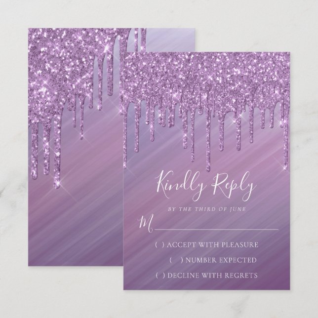 Dripping Ombre Sweet 16 | Purple Gradient Slime RSVP Card (Front/Back)