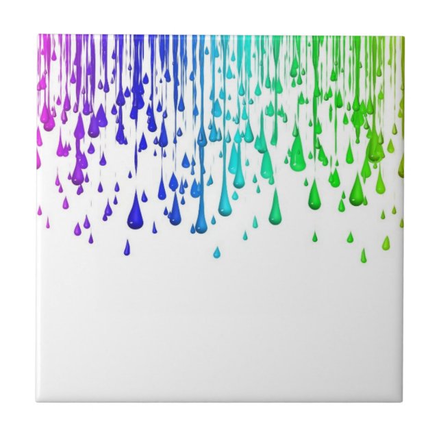 Dripping Paint Accent Tile Rainbow Colours (Front)