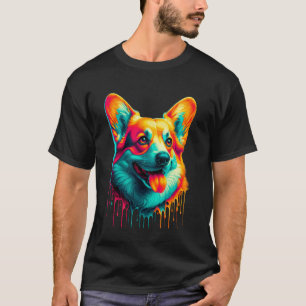 Dripping Paint Art Cardigan Welsh Corgi Corgis T-Shirt