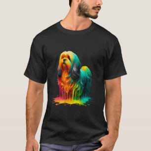 Dripping Paint Art Lhasa Apso T-Shirt