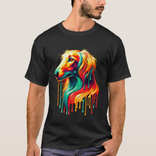 Dripping Paint Art Saluki Dog Persian Greyhound T-Shirt