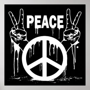 DRIPPING PAINT PEACE SIGNS POSTER