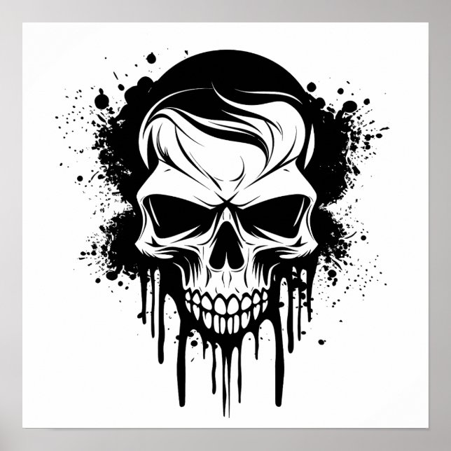 Dripping Paint Skull Poster (Front)