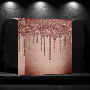 Dripping Peach Glitter   Terra Cotta Coral Custom Binder