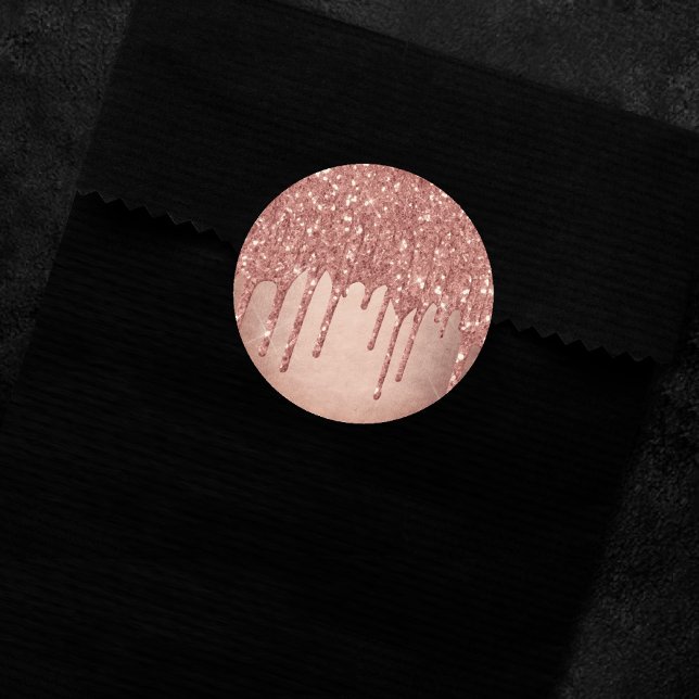 Dripping Peach Glitter | Terra Cotta Coral Orange Classic Round Sticker (Creator Uploaded)