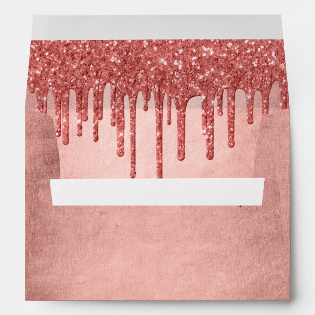 Dripping Peach Glitter | Terra Cotta Coral Orange Envelope (Back (Bottom))