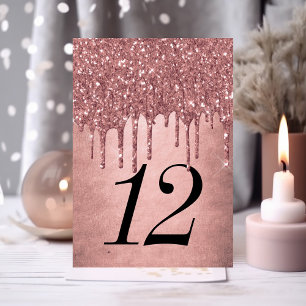 Dripping Peach Glitter Terra Cotta Coral Orange Table Number