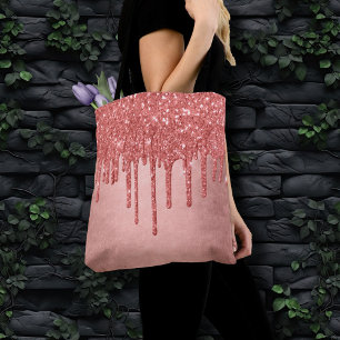 Dripping Peach Glitter Terra Cotta Coral Orange Tote Bag