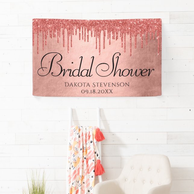 Dripping Peach Glitter | Terra Cotta Coral Shower Banner (Insitu)