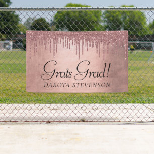 Dripping Peach Glitter Terra Cotta Graduation Banner