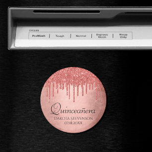 Dripping Peach Glitter   Terra Cotta Quinceanera Magnet