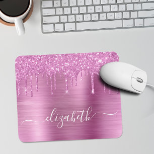 Dripping Pink Glitter Monogram Mouse Pad