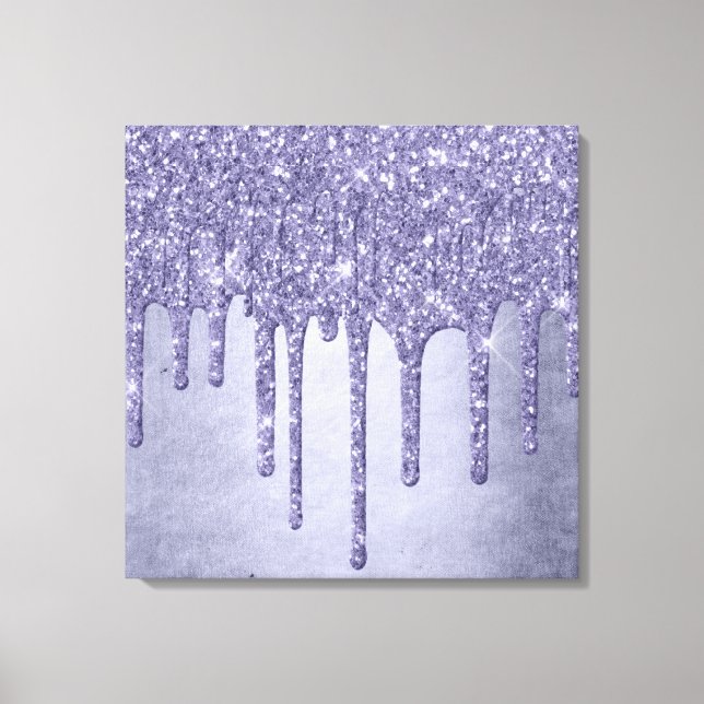 Dripping Purple Glitter | Chic Lavender Icing Pour Canvas Print (Front)