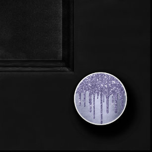 Dripping Purple Glitter Chic Lavender Icing Pour Ceramic Knob