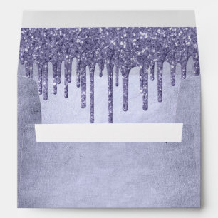 Dripping Purple Glitter Chic Lavender Icing Pour Envelope