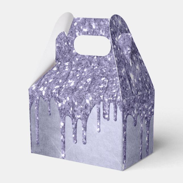 Dripping Purple Glitter | Chic Lavender Icing Pour Favor Box (Front Side)