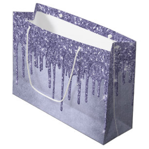 Dripping Purple Glitter Chic Lavender Icing Pour Large Gift Bag