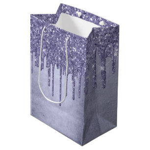 Dripping Purple Glitter Chic Lavender Icing Pour Medium Gift Bag