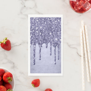 Dripping Purple Glitter   Chic Lavender Icing Pour Napkin
