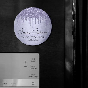 Dripping Purple Glitter   Lavender Sweet Sixteen Magnet
