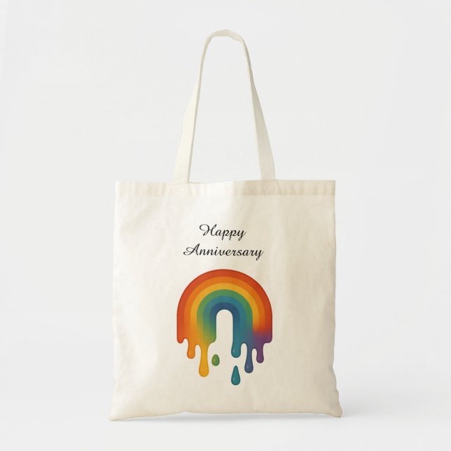 Dripping Rainbow - Happy Anniversary Tote Bag (Front)
