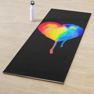 Dripping Rainbow Heart Yoga Mat