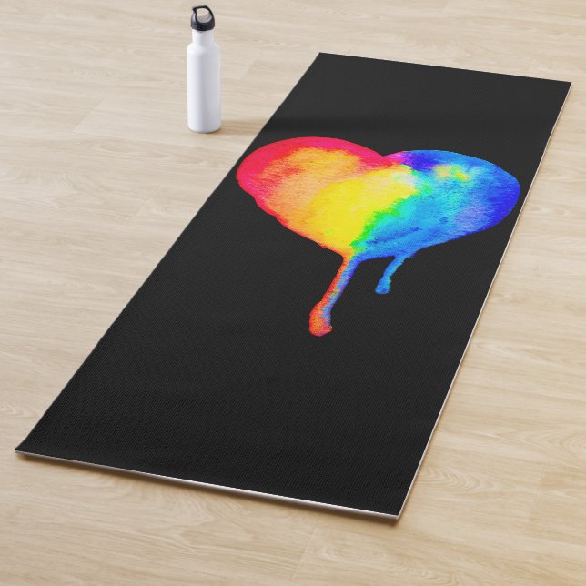 Dripping Rainbow Heart Yoga Mat (In Situ)