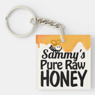 Dripping Raw Honey Bold Typography Keychain