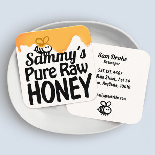 Dripping Raw Honey Bold Typography  Square Business Card