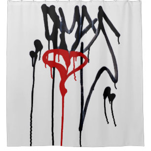 Dripping Red Graffiti Heart with Black Scribble