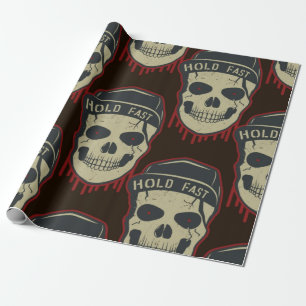 Dripping red Scary Skull Happy Halloween Wrapping Paper