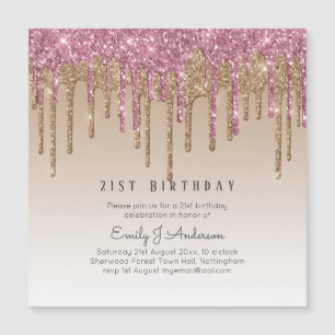 Dripping Rose Gold Glitter 21st BIRTHDAY Pink