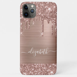 Dripping Rose Gold Glitter Personalized iPhone 11 Pro Max Case
