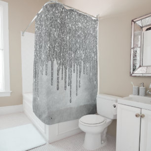 Dripping Silvery Glitter   Platinum Faux Metallic