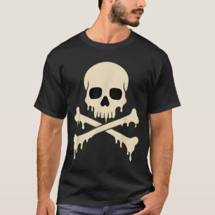 Dripping Skull Crossbones Horror Pirate Skeleton T-Shirt