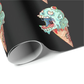 Dripping Skull Melting Ice Cream Wrapping Paper