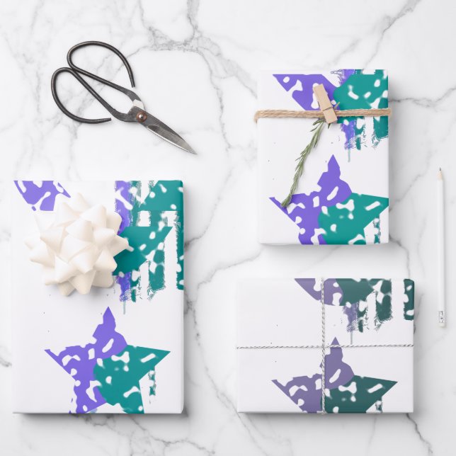 Dripping Speckles - Colourful Convergence Wrapping Paper Sheet (Front)