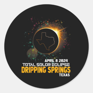 Dripping Springs Texas Total Solar Eclipse 2024 Classic Round Sticker